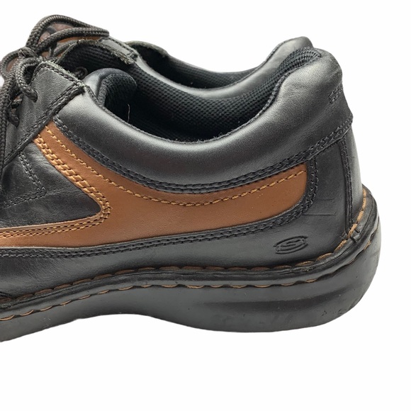 Skechers Leather Black Tan Lace Up Oxfords Mens 13 - Picture 3 of 7
